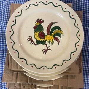 4 Dinner Plates Poppytrail Rooster Metlox California Provincial